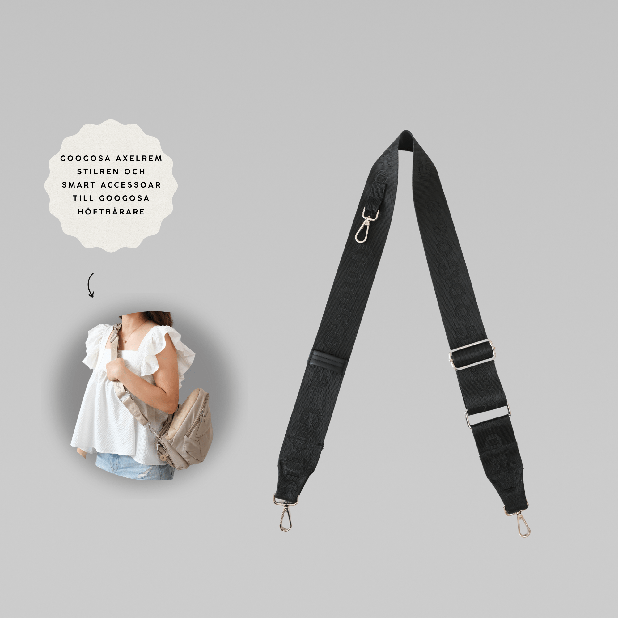 Axelrem GooGosa – Stilren och smart accessoar till din höftbärare eller skötväska - GooGosa TAUPE BEIGE GooGosa